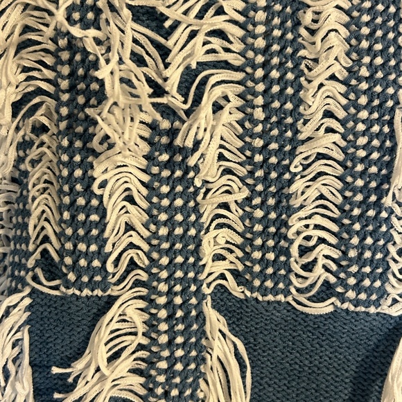 ULLA JOHNSON Blue Fringed Textured Knit Top (New without Tag) - Picture 2 of 7